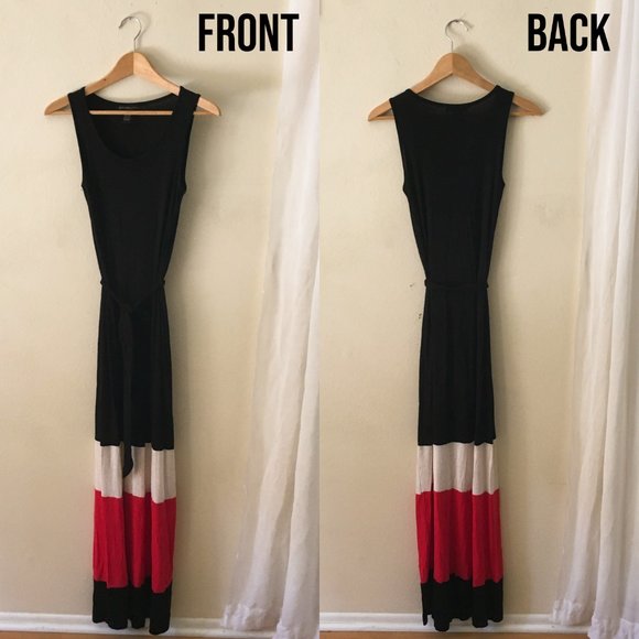 *Buy One Get One Free! Black, Tan and Pink Jersey Maxi Dress - Picture 1 of 6